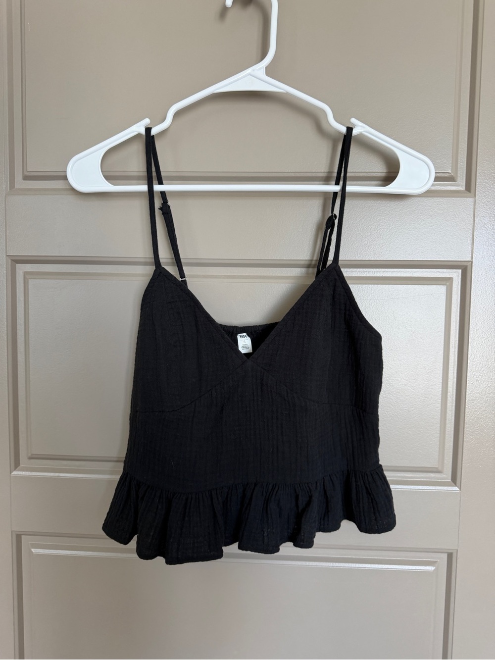 bp Black Ruffle-Hem Spaghetti Strap Camisole